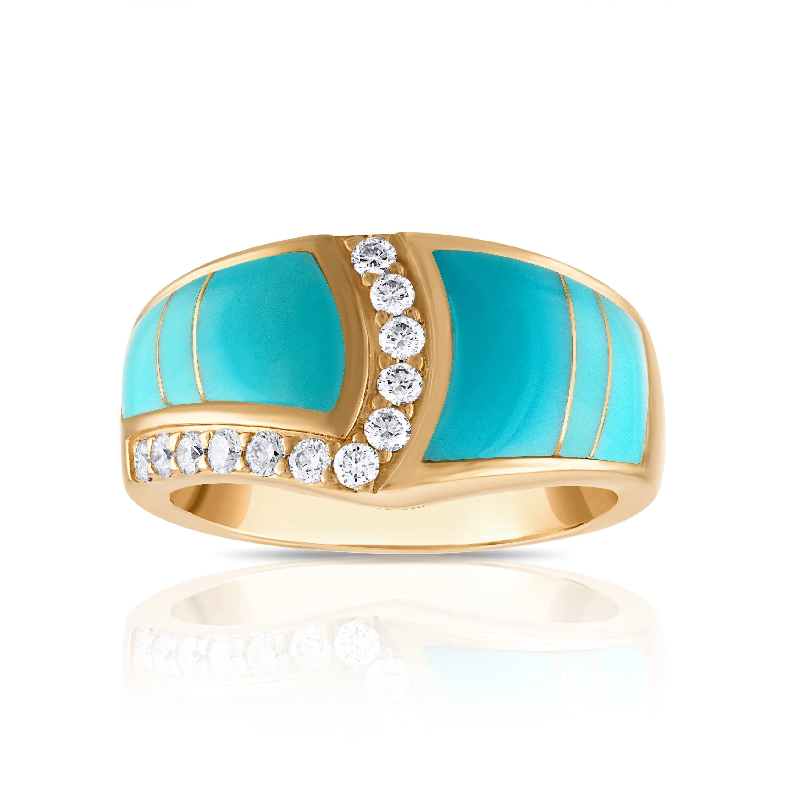 Turquoise Crest Ring – Luxury Sleeping Beauty Turquoise & Diamond